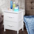 Pair of 2 Drawers Shabby Chic French White Wood Bedside Tables Unit Wooden Nightstand Cabinets with Storage Drawers